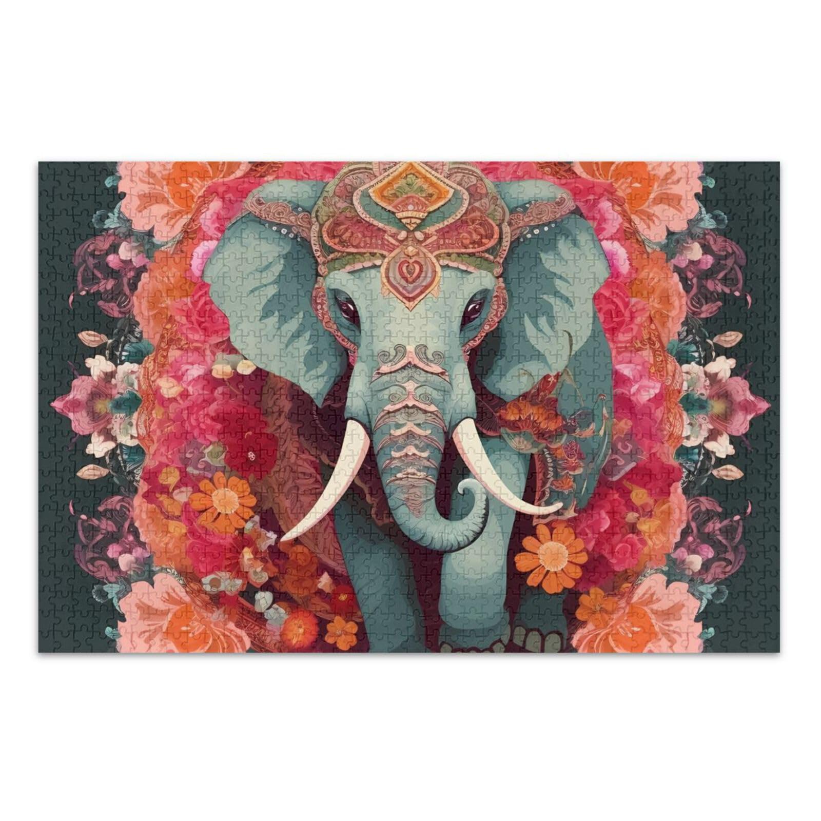Amazon.com: UMIRIKO Cute Elephant Flower Puzzles 500 Pieces